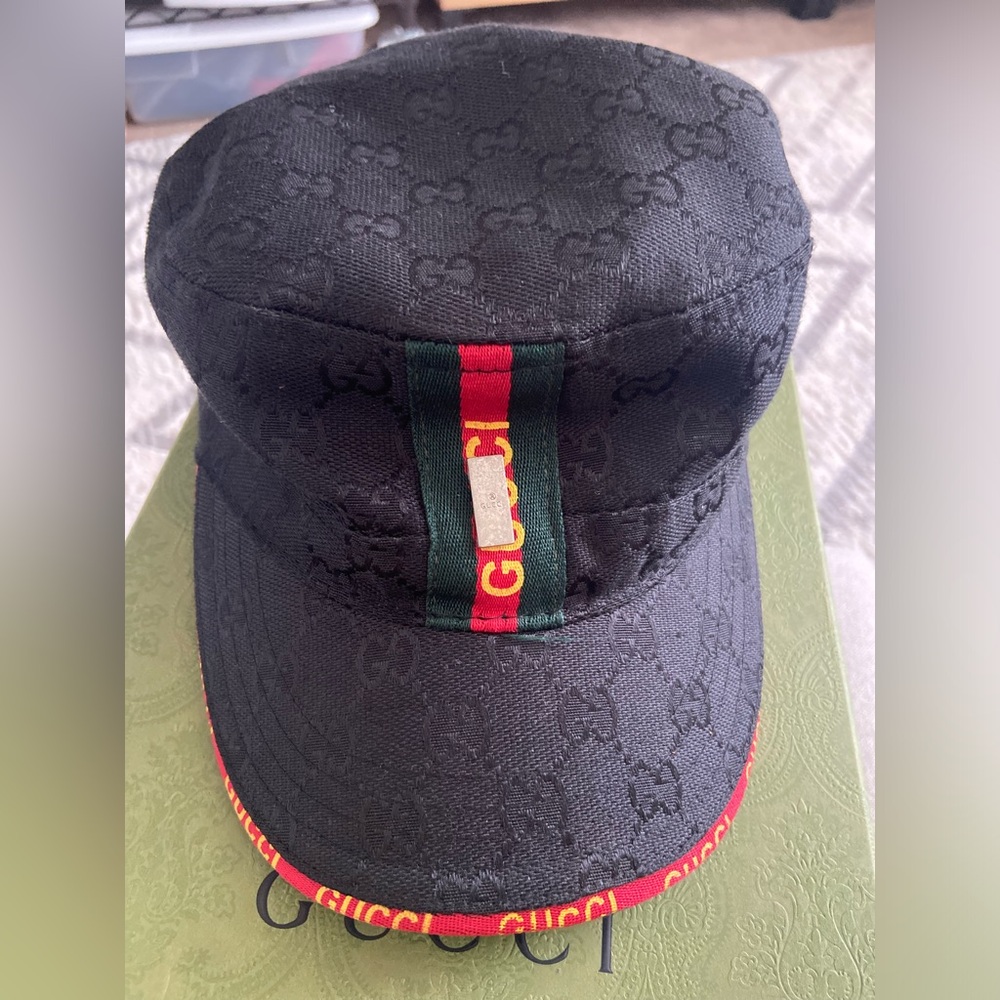 Authentic GUCCI GG Black Striped Baseball Hat/Cap
